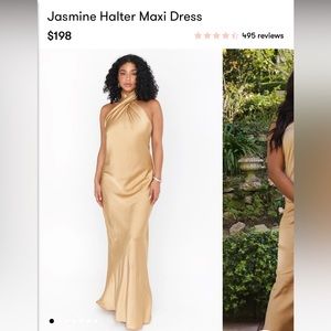 Show Me Your MuMu Jasmine Hater Maxi Dress in True Gold Luxe Satin